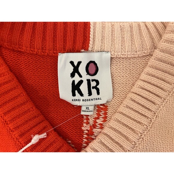 Kerri Rosenthal womens Radiant Heart Oversized Pullover Sweater size XL Red Pink - Picture 3 of 6